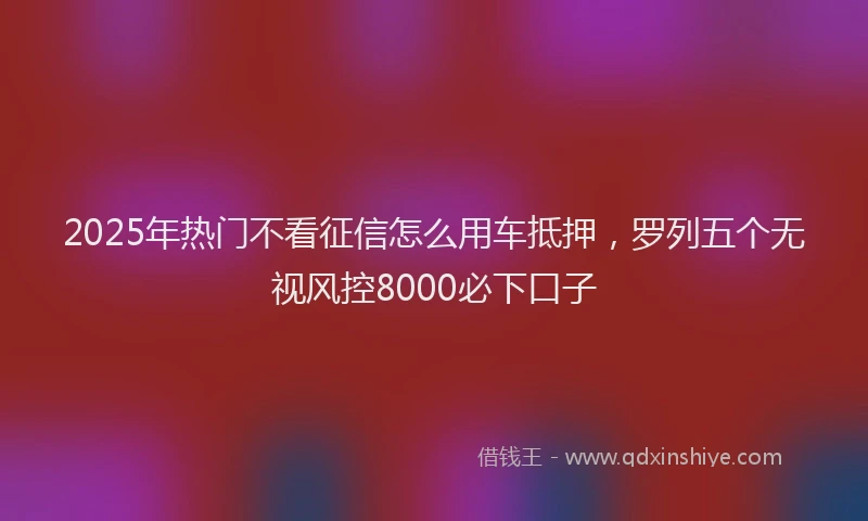 2025年热门不看征信怎么用车抵押，罗列五个无视风控8000必下口子