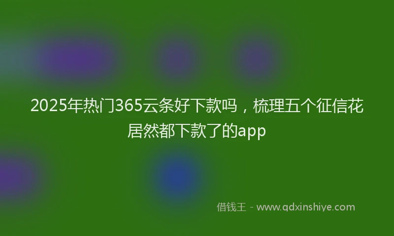 2025年热门365云条好下款吗，梳理五个征信花居然都下款了的app