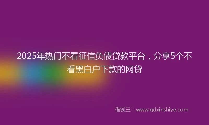 2025年热门不看征信负债贷款平台，分享5个不看黑白户下款的网贷