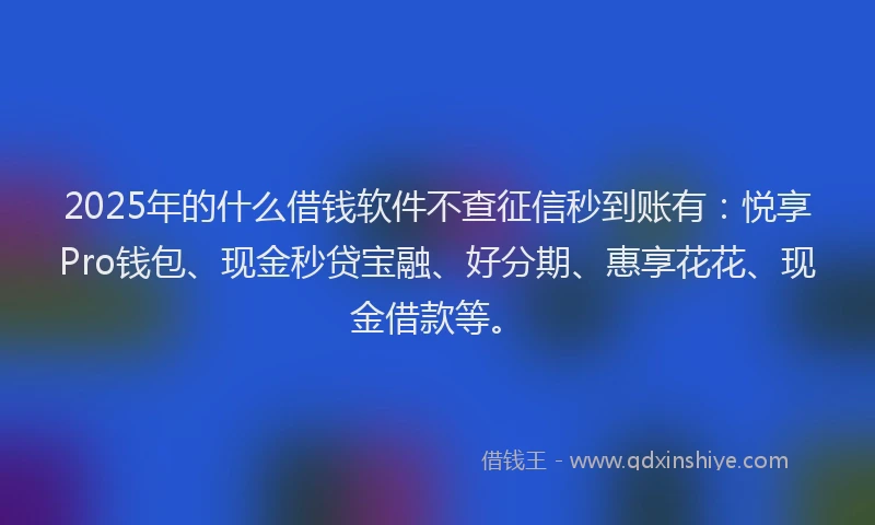 2025年的什么借钱软件不查征信秒到账有：悦享Pro钱包、现金秒贷宝融、好分期、惠享花花、现金借款等。