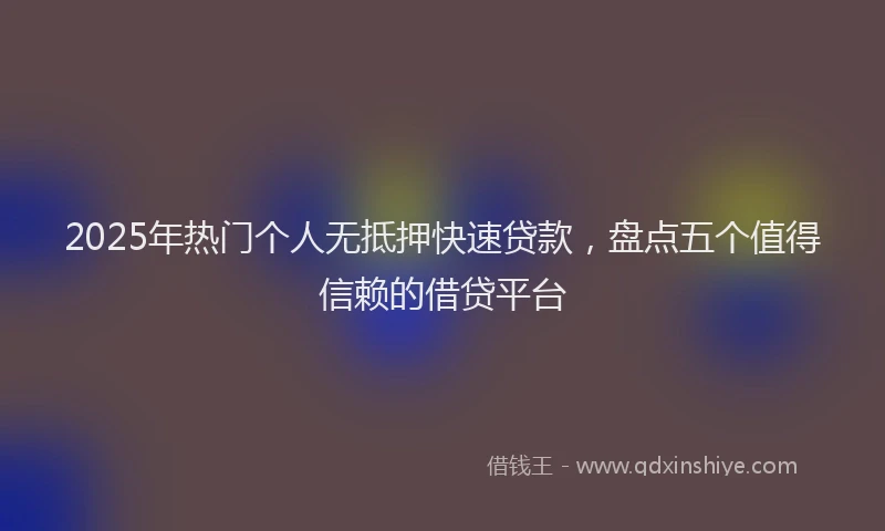 2025年热门个人无抵押快速贷款，盘点五个值得信赖的借贷平台