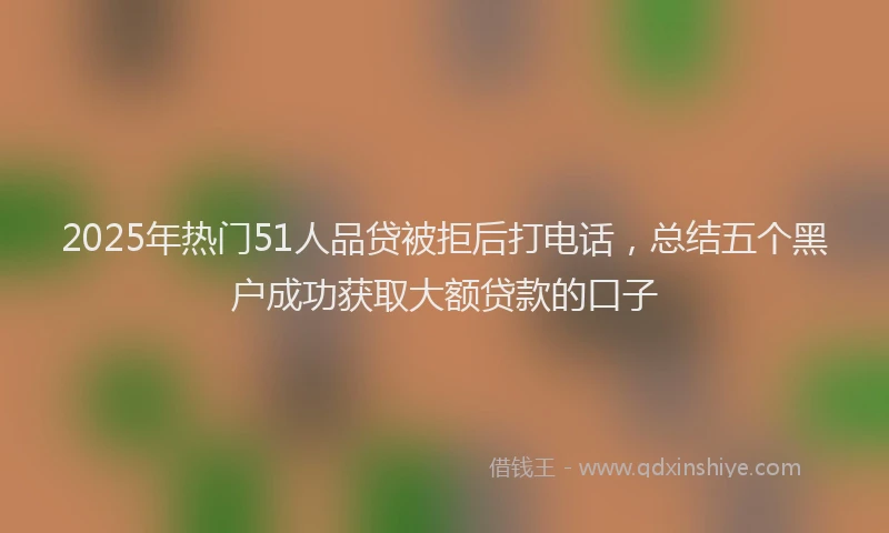 2025年热门51人品贷被拒后打电话，总结五个黑户成功获取大额贷款的口子