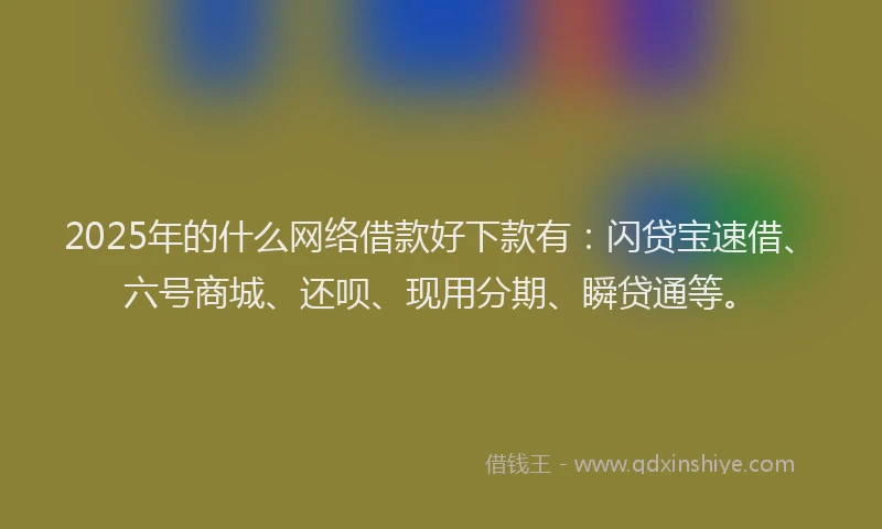 2025年的什么网络借款好下款有：闪贷宝速借、六号商城、还呗、现用分期、瞬贷通等。