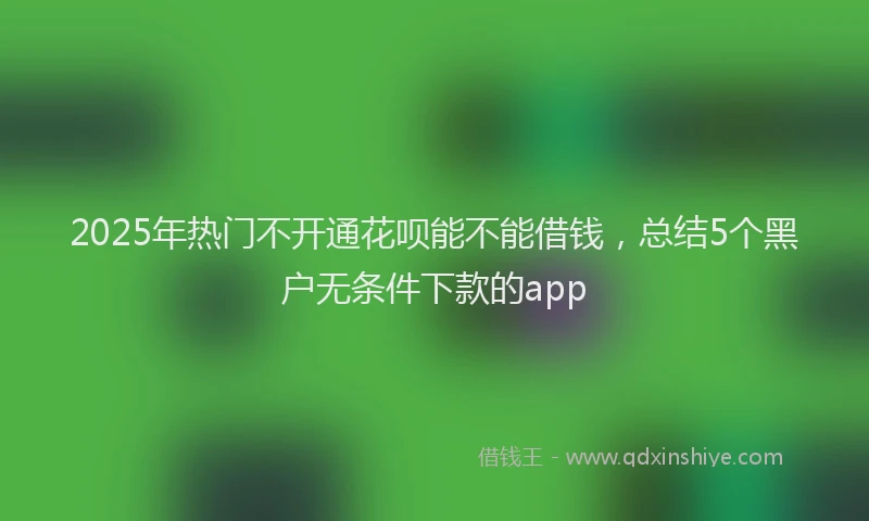 2025年热门不开通花呗能不能借钱，总结5个黑户无条件下款的app