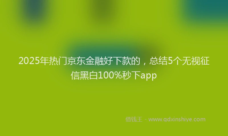 2025年热门京东金融好下款的，总结5个无视征信黑白100%秒下app