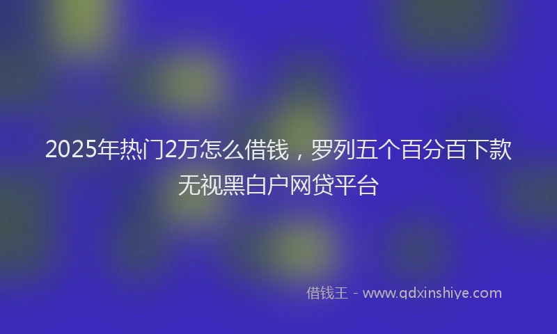 2025年热门2万怎么借钱，罗列五个百分百下款无视黑白户网贷平台