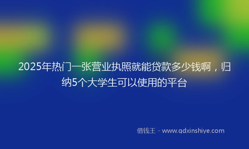 2025年热门一张营业执照就能贷款多少钱啊，归纳5个大学生可以使用的平台
