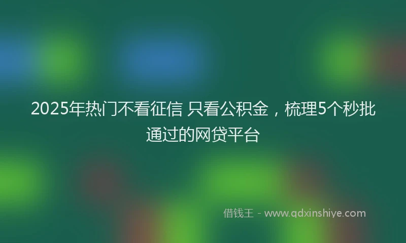 2025年热门不看征信 只看公积金，梳理5个秒批通过的网贷平台