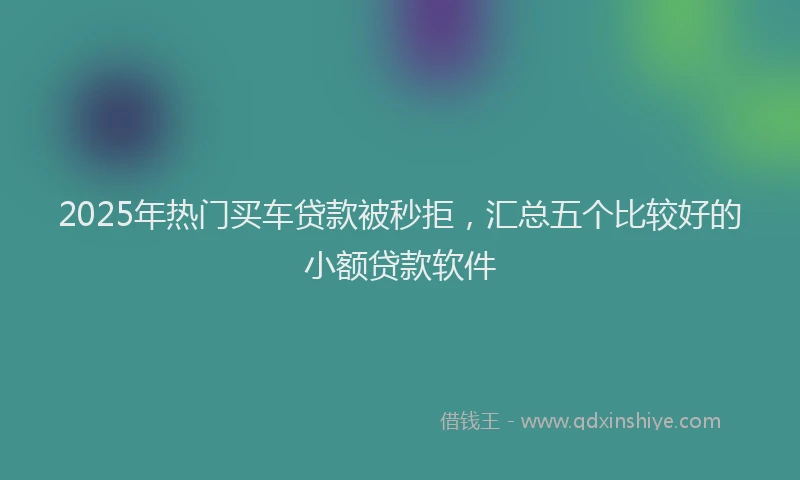2025年热门买车贷款被秒拒，汇总五个比较好的小额贷款软件