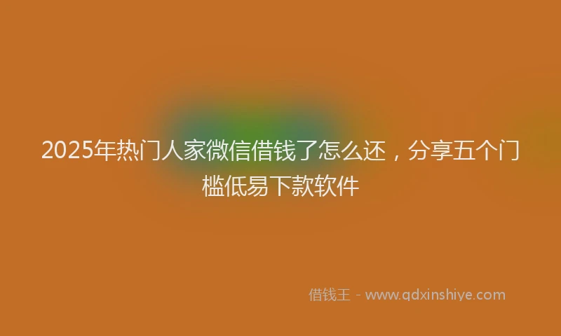 2025年热门人家微信借钱了怎么还，分享五个门槛低易下款软件