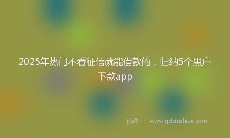 2025年热门不看征信就能借款的，归纳5个黑户下款app