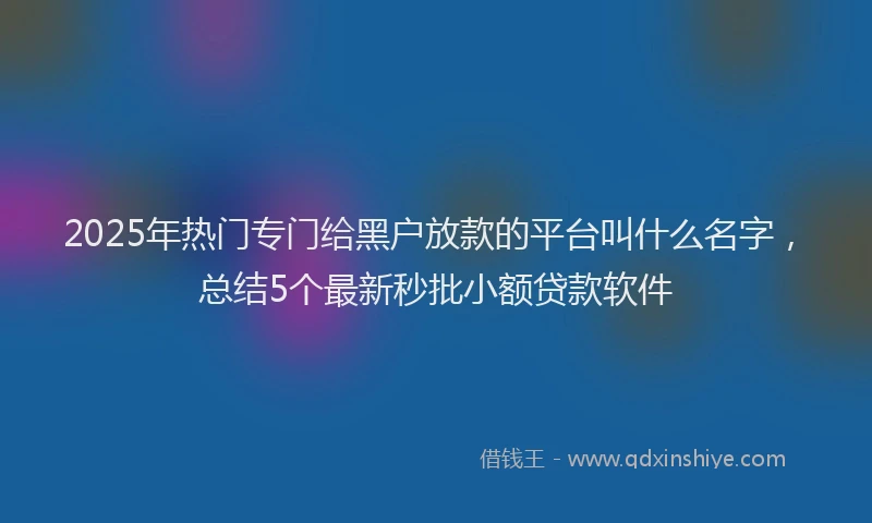 2025年热门专门给黑户放款的平台叫什么名字，总结5个最新秒批小额贷款软件