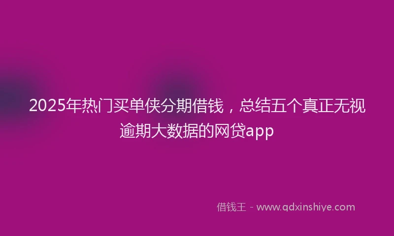 2025年热门买单侠分期借钱，总结五个真正无视逾期大数据的网贷app
