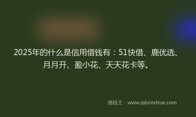 2025年的什么是信用借钱有：51快借、鹿优选、月月开、盈小花、天天花卡等。