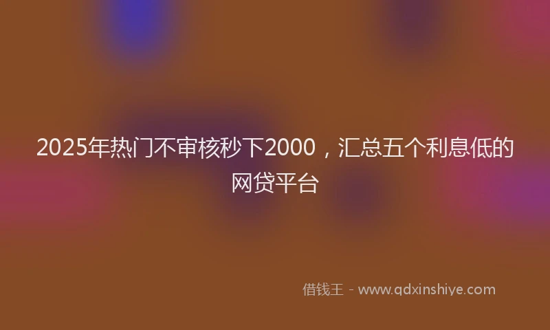 2025年热门不审核秒下2000，汇总五个利息低的网贷平台
