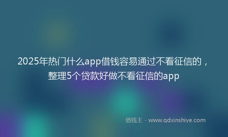 2025年热门什么app借钱容易通过不看征信的，整理5个贷款好做不看征信的app