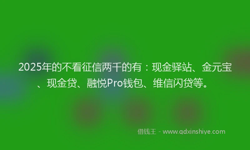 2025年的不看征信两千的有：现金驿站、金元宝、现金贷、融悦Pro钱包、维信闪贷等。