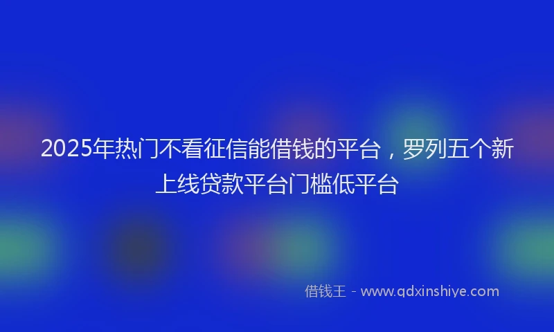 2025年热门不看征信能借钱的平台，罗列五个新上线贷款平台门槛低平台