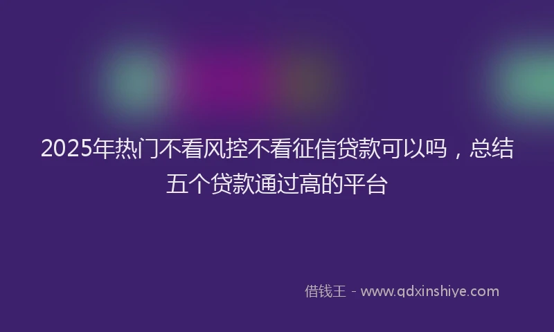 2025年热门不看风控不看征信贷款可以吗，总结五个贷款通过高的平台