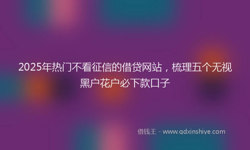 2025年热门不看征信的借贷网站，梳理五个无视黑户花户必下款口子