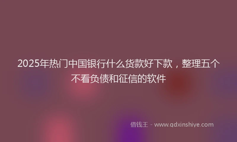 2025年热门中国银行什么货款好下款，整理五个不看负债和征信的软件