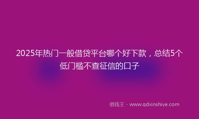 2025年热门一般借贷平台哪个好下款，总结5个低门槛不查征信的口子