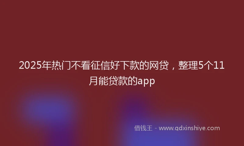 2025年热门不看征信好下款的网贷，整理5个11月能贷款的app