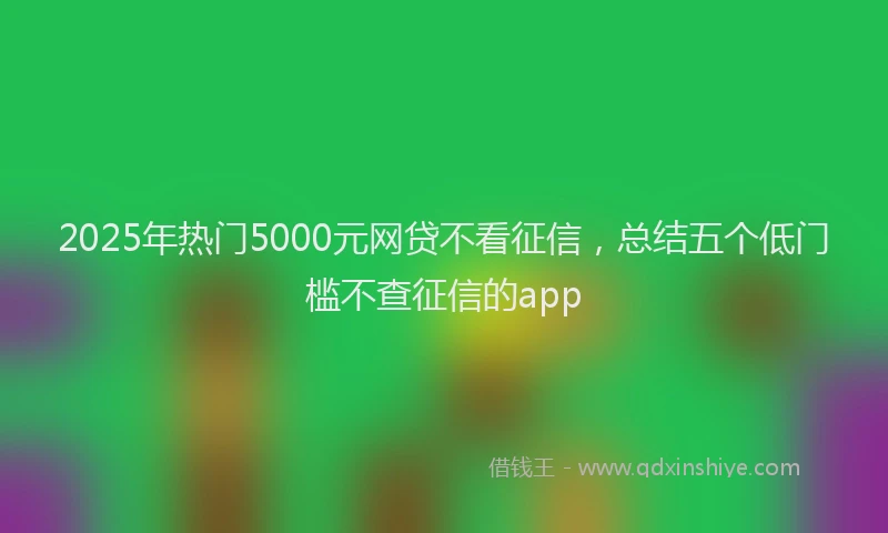 2025年热门5000元网贷不看征信，总结五个低门槛不查征信的app