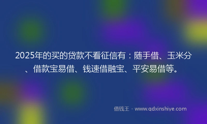 2025年的买的贷款不看征信有：随手借、玉米分、借款宝易借、钱速借融宝、平安易借等。