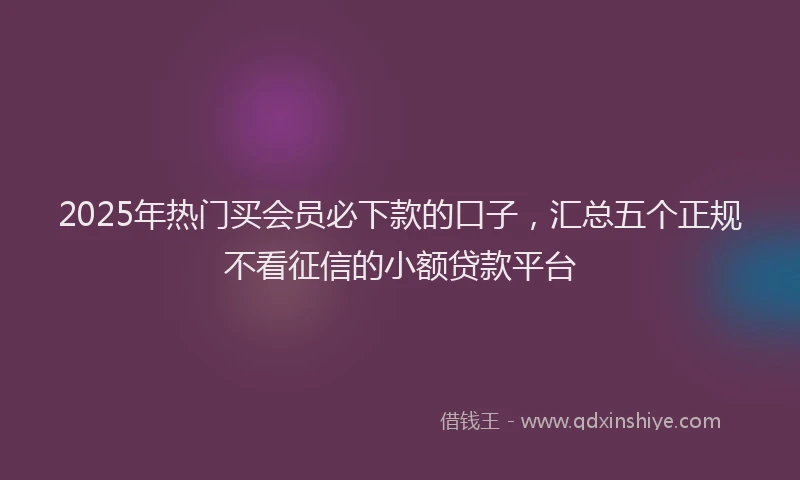2025年热门买会员必下款的口子，汇总五个正规不看征信的小额贷款平台
