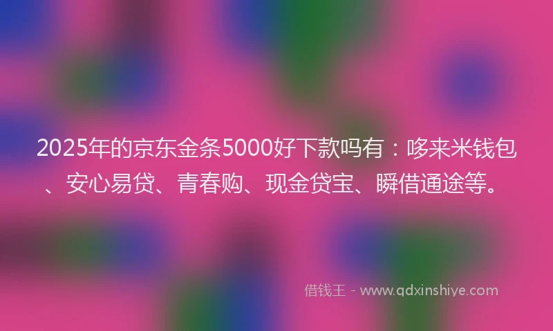 2025年的京东金条5000好下款吗有：哆来米钱包、安心易贷、青春购、现金贷宝、瞬借通途等。
