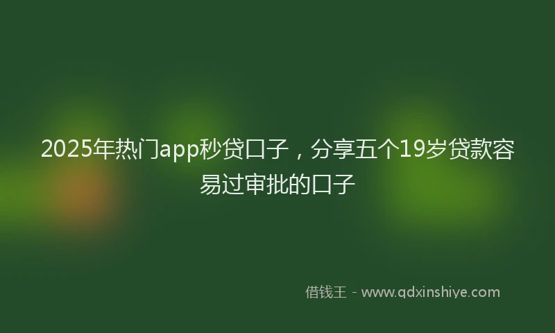 2025年热门app秒贷口子，分享五个19岁贷款容易过审批的口子