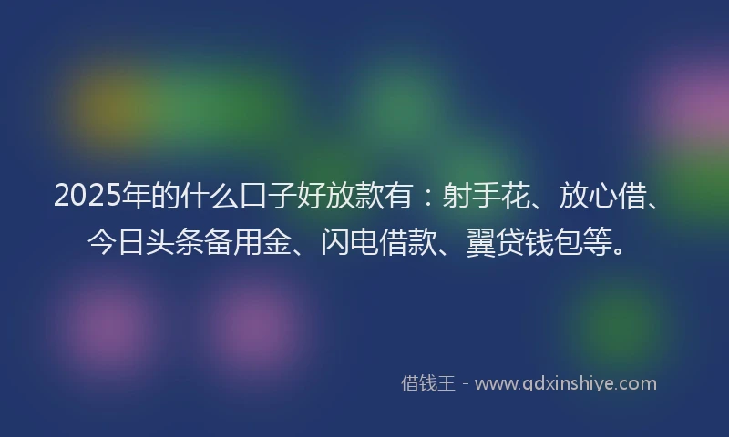 2025年的什么口子好放款有：射手花、放心借、今日头条备用金、闪电借款、翼贷钱包等。