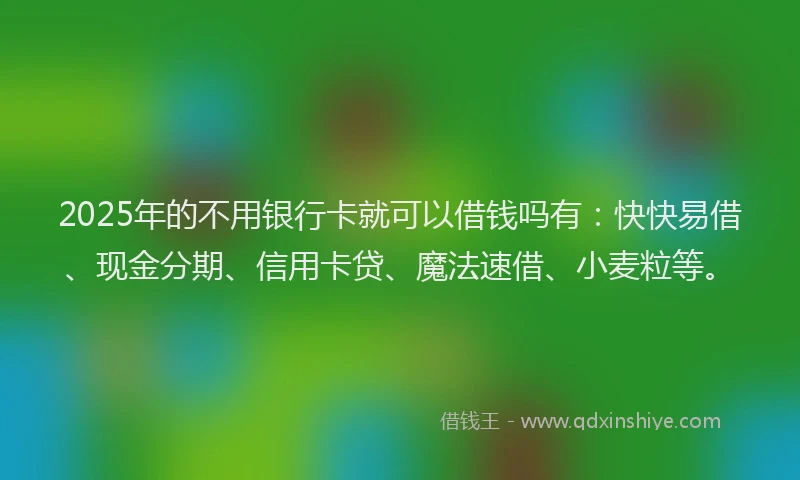2025年的不用银行卡就可以借钱吗有：快快易借、现金分期、信用卡贷、魔法速借、小麦粒等。