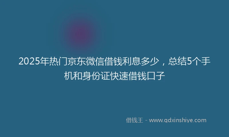 2025年热门京东微信借钱利息多少，总结5个手机和身份证快速借钱口子