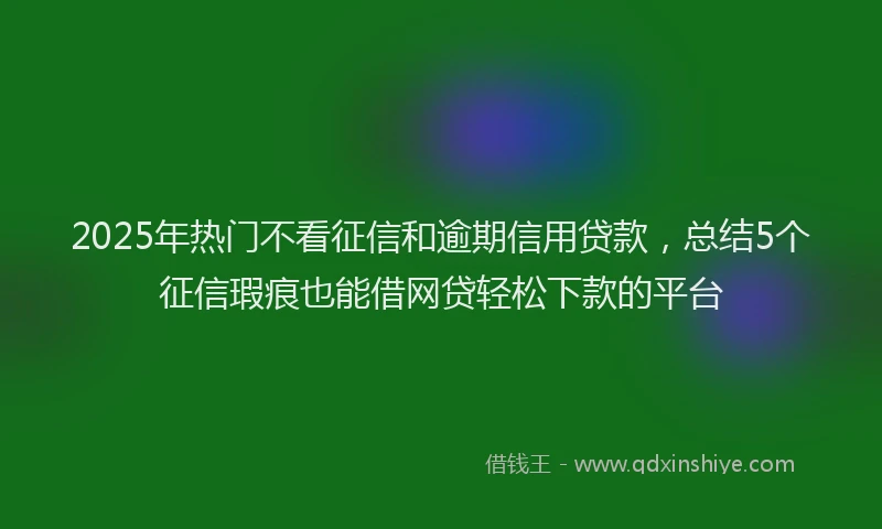 2025年热门不看征信和逾期信用贷款，总结5个征信瑕疵也能借网贷轻松下款的平台