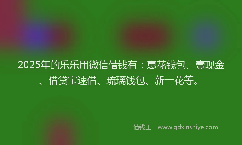 2025年的乐乐用微信借钱有：惠花钱包、壹现金、借贷宝速借、琉璃钱包、新一花等。