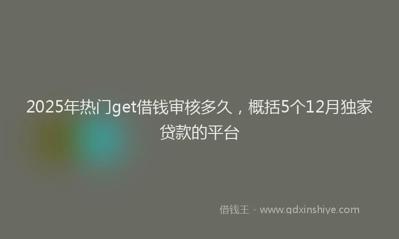 2025年热门get借钱审核多久，概括5个12月独家贷款的平台