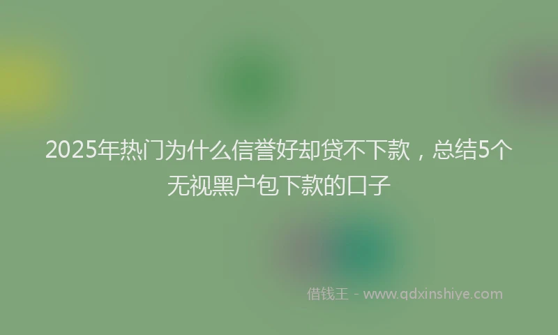2025年热门为什么信誉好却贷不下款，总结5个无视黑户包下款的口子
