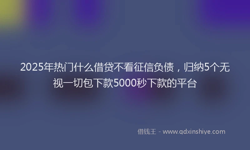 2025年热门什么借贷不看征信负债，归纳5个无视一切包下款5000秒下款的平台