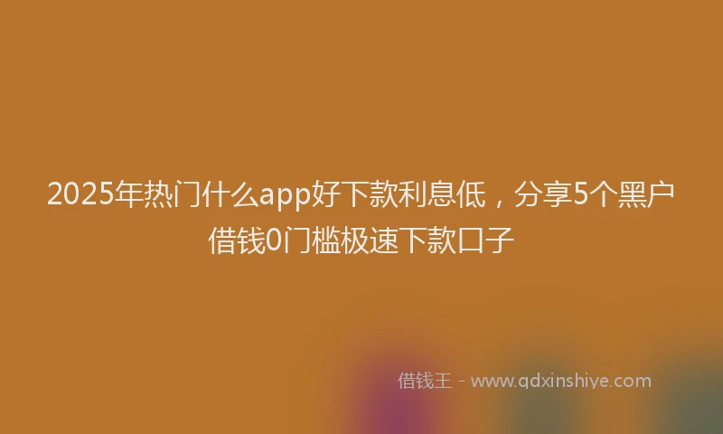 2025年热门什么app好下款利息低，分享5个黑户借钱0门槛极速下款口子