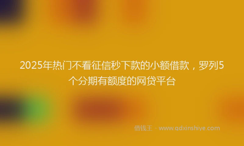 2025年热门不看征信秒下款的小额借款，罗列5个分期有额度的网贷平台