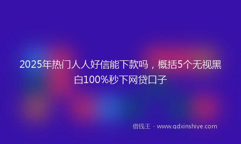 2025年热门人人好信能下款吗，概括5个无视黑白100%秒下网贷口子