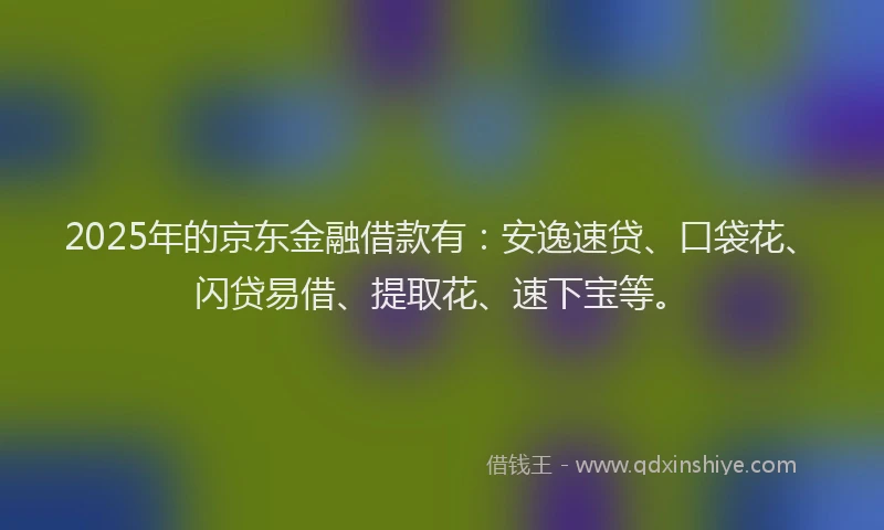2025年的京东金融借款有：安逸速贷、口袋花、闪贷易借、提取花、速下宝等。