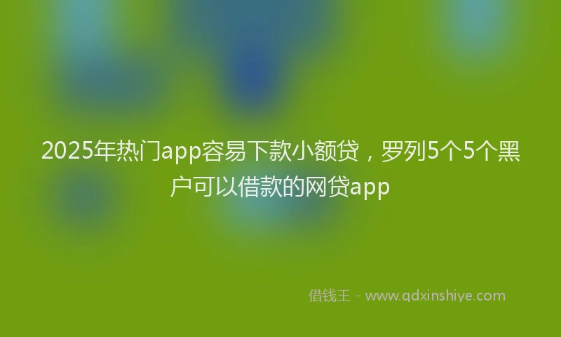 2025年热门app容易下款小额贷，罗列5个5个黑户可以借款的网贷app