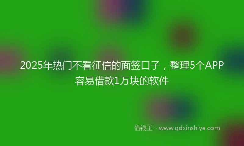 2025年热门不看征信的面签口子，整理5个APP容易借款1万块的软件