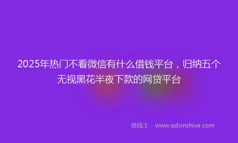 2025年热门不看微信有什么借钱平台，归纳五个无视黑花半夜下款的网贷平台