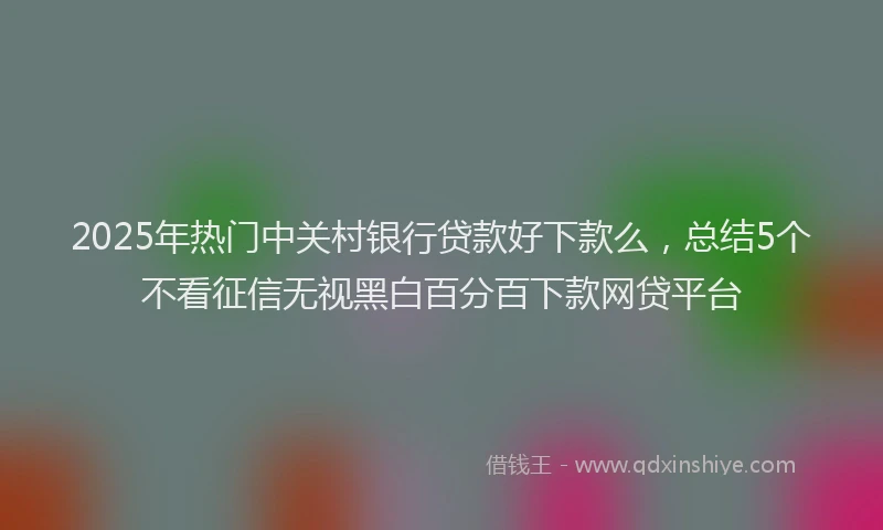2025年热门中关村银行贷款好下款么，总结5个不看征信无视黑白百分百下款网贷平台