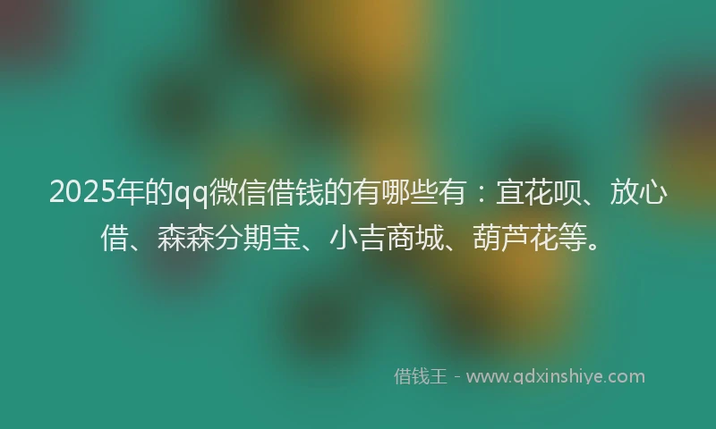 2025年的qq微信借钱的有哪些有：宜花呗、放心借、森森分期宝、小吉商城、葫芦花等。