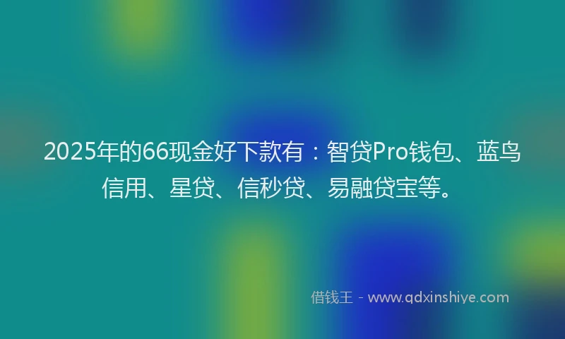 2025年的66现金好下款有：智贷Pro钱包、蓝鸟信用、星贷、信秒贷、易融贷宝等。